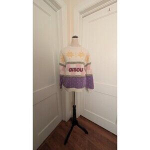 Gisou Holiday Limited Edition Sweater-White/Purple/Yellow-One Size